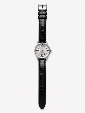 Dolce & Gabbana Classic Minimalist Leather Strap Watch Silver Black